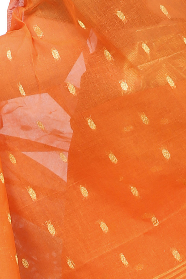 Orange Pure Cotton Gopa Tant Saree (925)